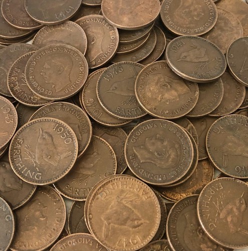 Farthings old english coins - old,