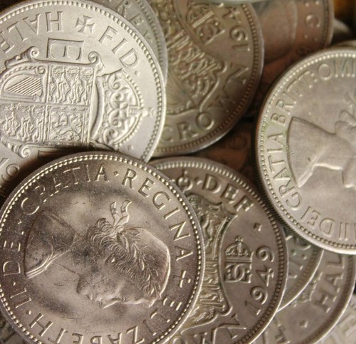 Half crown coins old - half,