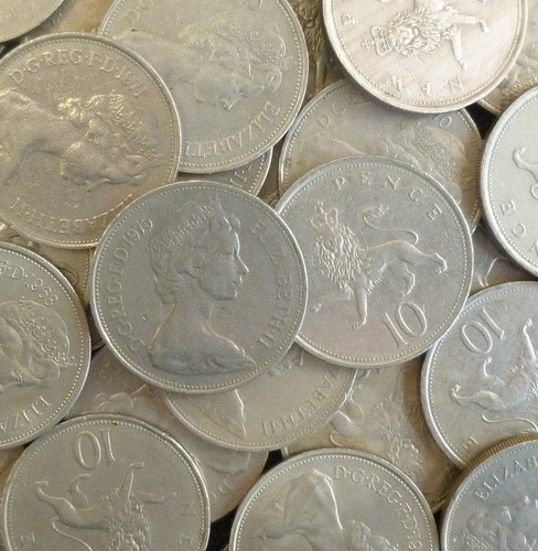 Bulk old style 10p - old, coins