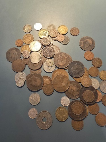 Bunch old coins - old, 1700s-1900s
