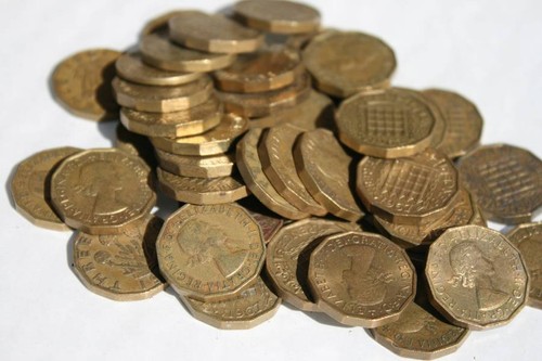 Brass three pences bulk - brass,