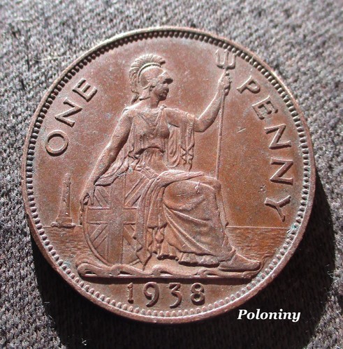 Old penny 1938 coin united - 1938,