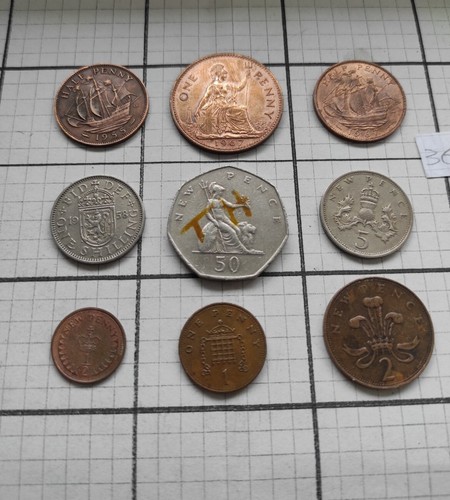 Old british coins - old,
