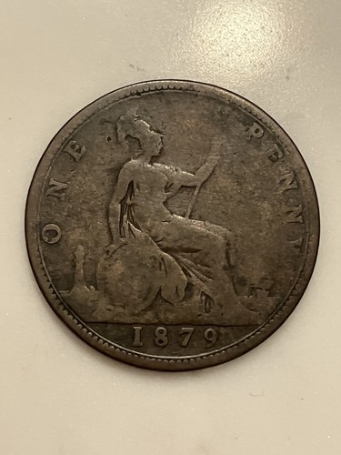 1879 british penny - 1879, bronze