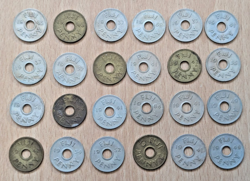 Lot british fiji pennies - lot,