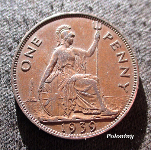 Old penny 1939 coin united - coin,